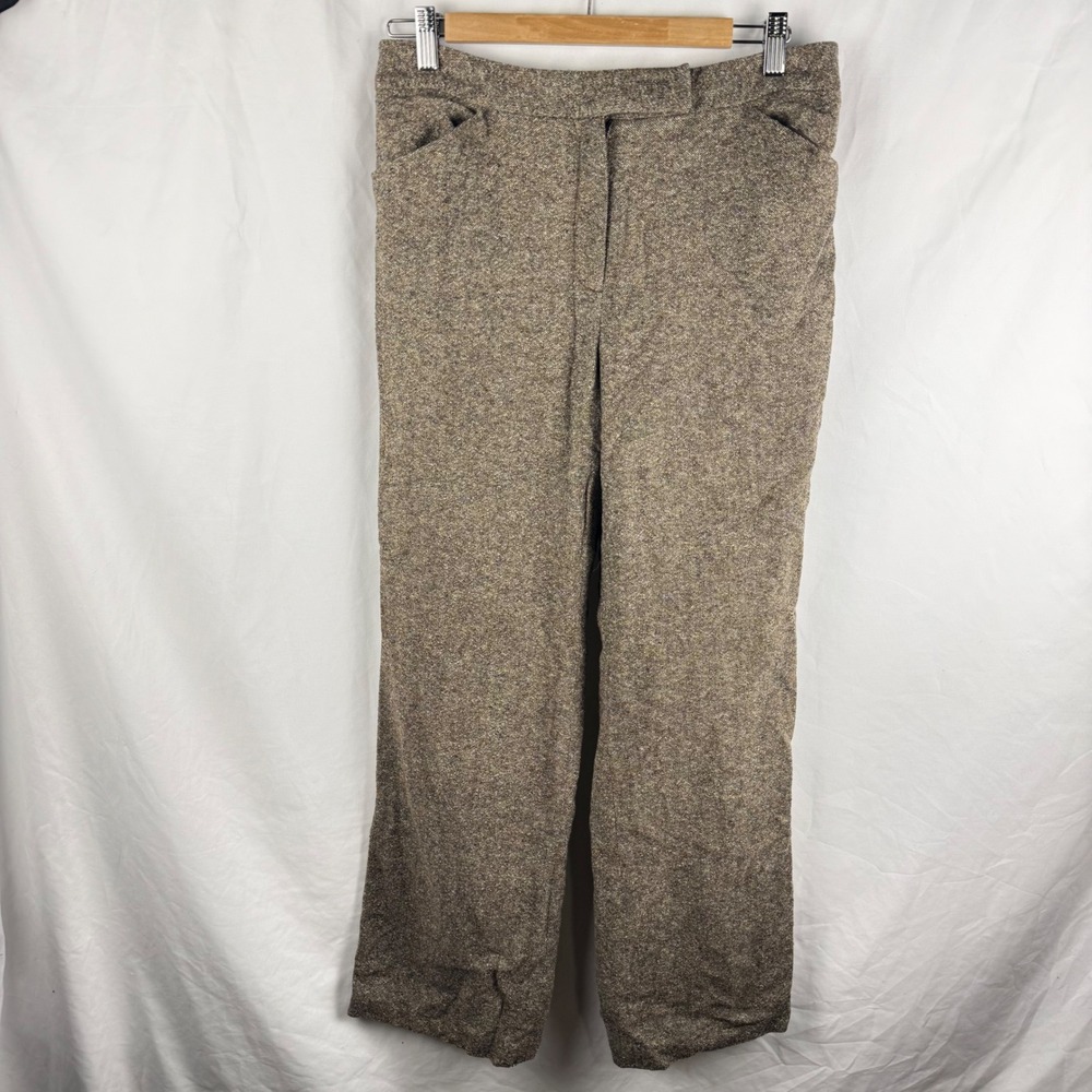 Talbots Tweed Wool Silk Blend Wide Leg Trousers Career Pants 8 Preppy‎ Academia